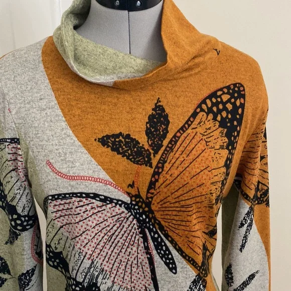 Butterfly Print Cowl Neck Top - Picture 2 of 6